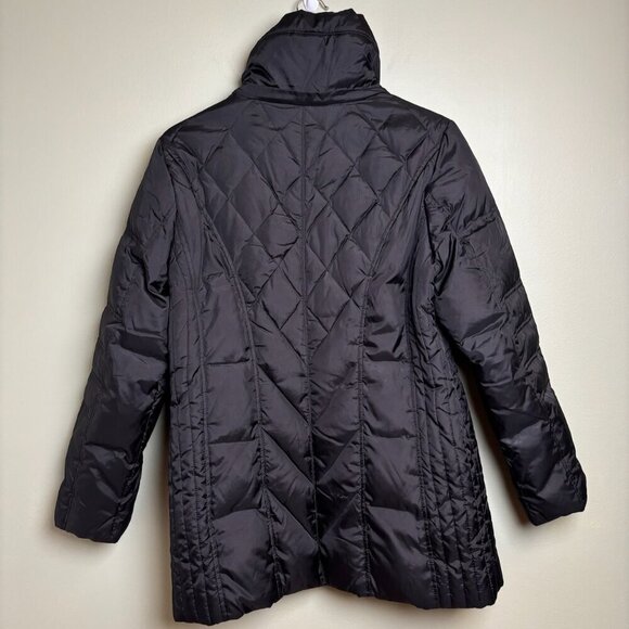 London Fog Down Feathers Coat Women Medium Quilted Puffer Classic Gothic *flaw* - Picture 2 of 15
